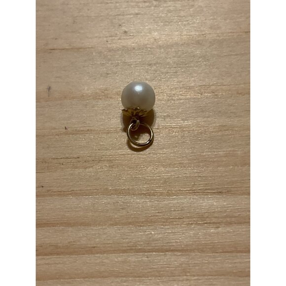 Gold & Pearl Pendant Charm - Round Pearl - Picture 3 of 3
